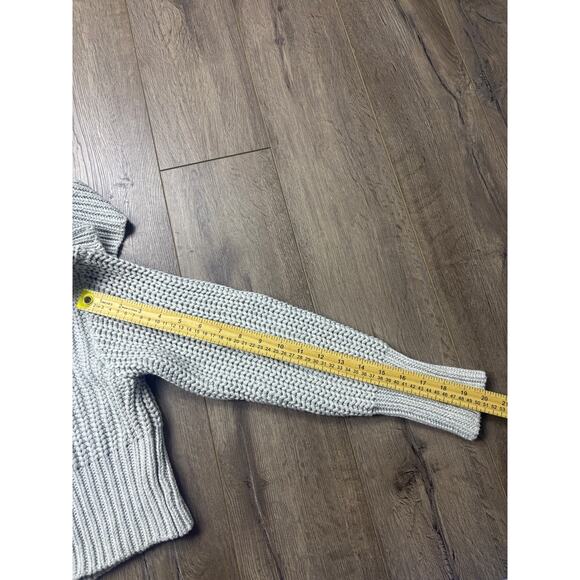 Aerie Gray Chunky Knit Zip Front Cropped Sweater Women’s M Cozy Casual - Picture 5 of 8
